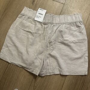 Sonoma High Rise Shorts Linen Blend Women's Pull On Beige Relaxed Large NEW